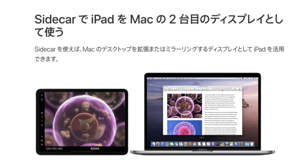 Sidecar で iPad を Mac の 2 台目のディスプレイとして使う