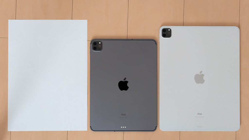 iPad Pro 11インチ、12.9インチのサイズ比較