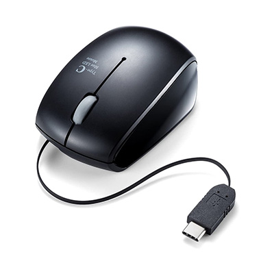 【サンワダイレクト】USB-C対応の巻き取り式有線マウス（400-MA100） Macマウス