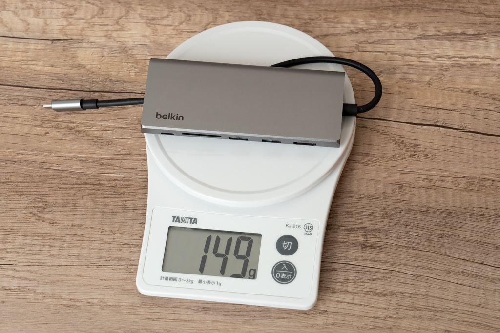 Belkin 7in1 USB-Cハブの重量を計測