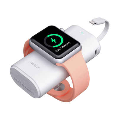 【iWALK】Lightningケーブル内蔵Apple Watchモバイルバッテリー
｜内蔵ケーブルで便利 & 9000mAhでしっかり使える