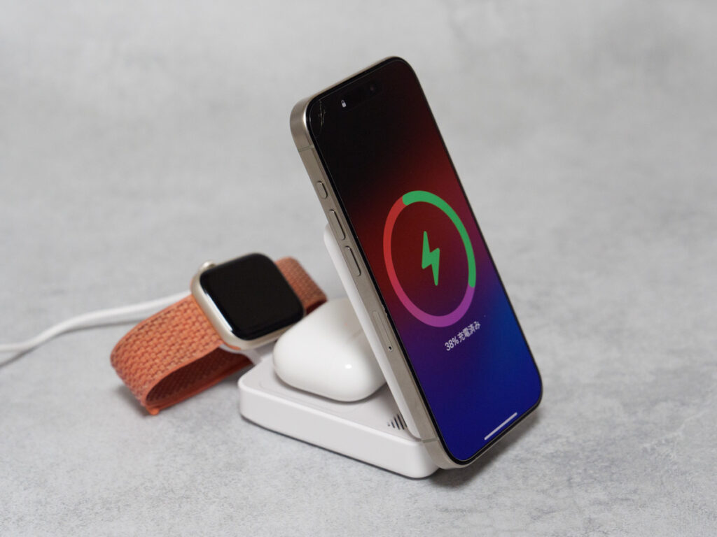 Anker MagGo Wireless Charging Station (Foldable 3-in-1)でApple Watch、iPhone、AirPodsを同時充電